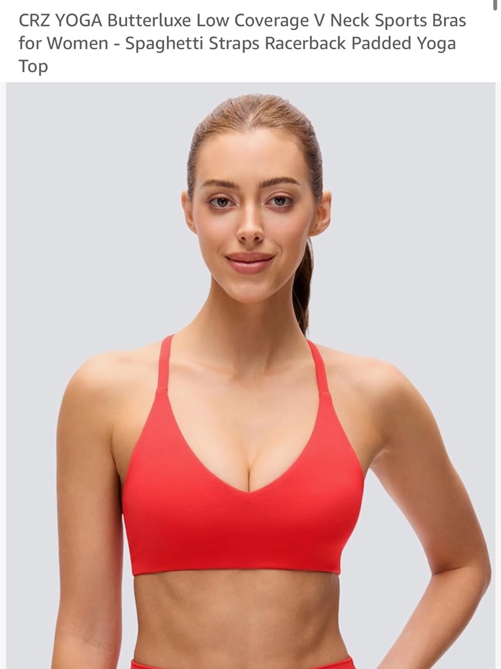 CRZ YOGA Butterluxe V-Neck Low Coverage Sports Bra - Red